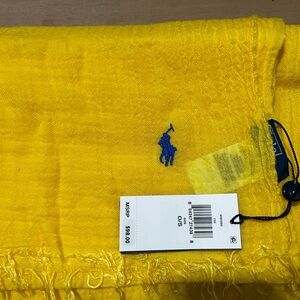 Ralph Lauren Bright Yellow Scarf with Blue Emblem